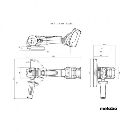 Аккумуляторная угловая шлифмашина Metabo WB 18 LTX BL 180 613087840