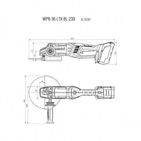 Аккумуляторная угловая шлифмашина Metabo WPB 36 LTX BL 230 613101660