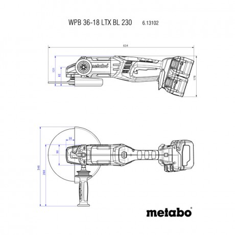 Аккумуляторная угловая шлифмашина Metabo WPB 36-18 LTX BL 230 613102810