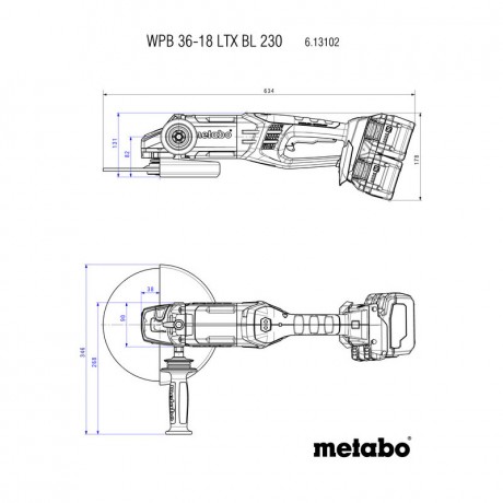 Аккумуляторная угловая шлифмашина Metabo WPB 36-18 LTX BL 230 613102840