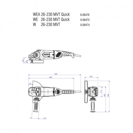 Угловая шлифмашина Metabo W 26-230 MVT 606474000