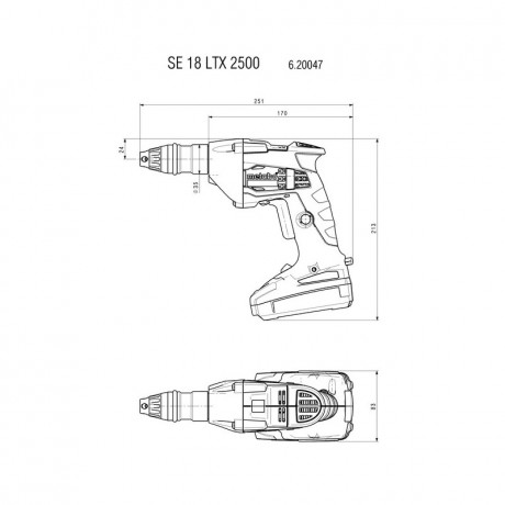 Аккумуляторный шуруповёрт для гипсокартона Metabo SE 18 LTX 2500 620047500