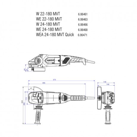 Угловая шлифмашина Metabo W 22-180 MVT 606461000