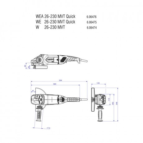 Угловая шлифмашина Metabo WEA 26-230 MVT QUICK 606476000