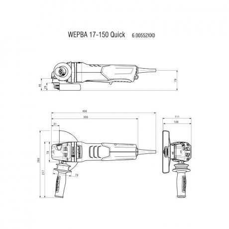 Угловая шлифмашина Metabo WEPBA 17-150 QUICK 600552000