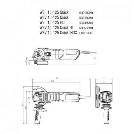 Угловая шлифмашина Metabo WEV 15-125 QUICK INOX 600572000