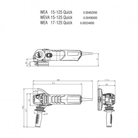 Угловая шлифмашина Metabo WEV 17-125 QUICK 600516000