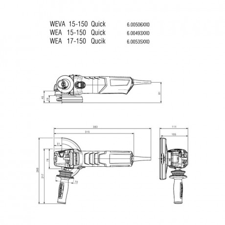 Угловая шлифмашина Metabo WEVA 15-150 QUICK 600506000
